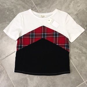 NWT Plaid Chevron Cropped Tee